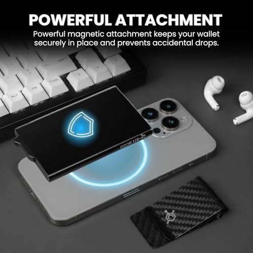 Image of CODE 118 Wallet for Men - Slim Minimalist Aluminum Magnetic Card Holder - RFID Blocking Front Pocket Mag Safe Wallet with Strong Magnet Attachment (Jet Black)