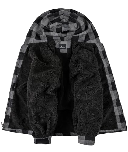 SCODI Mens Flannel Hooded Jacket Fleece Sherpa Lined Zip Up Plaid Hoodies - image 2