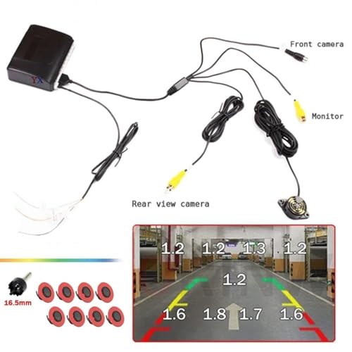 Sensore di parcheggio per auto, con sensore di parcheggio, accessori elettronici AHD, rilevatore radar anteriore per retromarcia, per telecamera monitor, radar di parcheggio per auto (nero)