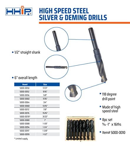 Foret queue 1/2" Silver and Deming 13/16" en acier HSS durable