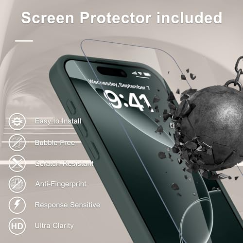 Image of YENAPOON for iPhone 15 Pro Case, Matte Magnetic Phone Cover [with 1 Screen Protector] [Support for MagSafe] [Shockproof Military Grade Protection] Translucent Frosted Back, Gray