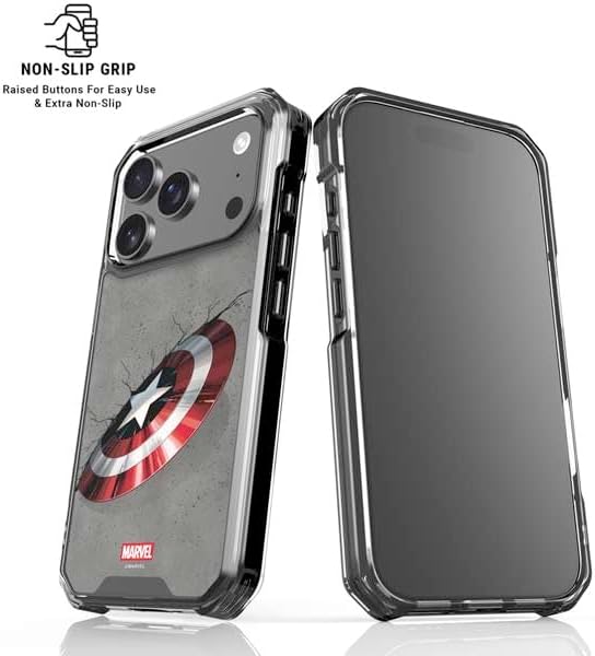 Skinit Clear Phone Case Compatible with iPhone 17 Pro - Officially Licensed Marvel Captain America Shield Break Design