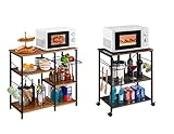 Mr IRONSTONE Kitchen Baker's Rack Vintage Utility Storage Shelf Microwave Stand 3-Tier+3-Tier Table...