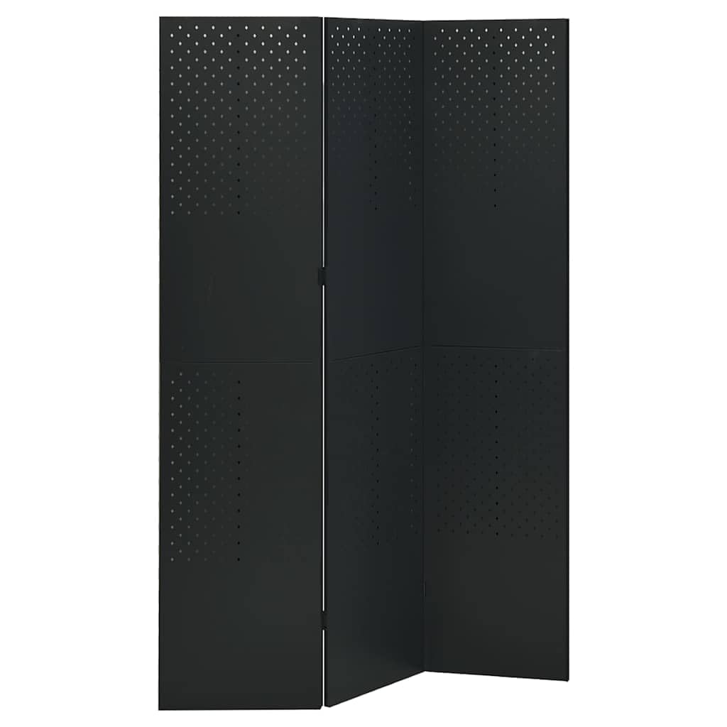 Parawan z 3 panelami 120x180 cm stal czarna