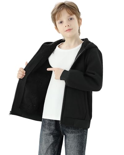 WULFUL Boys Hoodies Fleece Jackets Plaid Winter Coat Warm 5-14 Years3