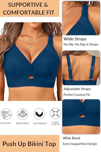 Image of Women's Bikini Top - Supportive Swimsuit for Large Bust - 2025 Cut Out Twist Swim Top