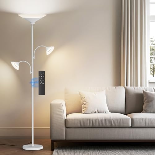 Image of SIBRILLE 3 Way Torchiere Floor Lamp - 42W Dimmable LED Tree Standing Lamp with Remote, 2300LM, Color Changing, 72 inch Tall Bright Floor Lamp for Living Room Bedroom Office