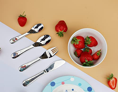 Miniatura 8 de Exzact Cubertería Infantil 4 Pieza Para Niños De Acero Inoxidable - 1 X Cena Cuchillo, 1 X Cena Tenedor, 1 X Cena Cuchara, 1 X Cuchara Pequeña - Adorables Criaturas Del Mar Mar