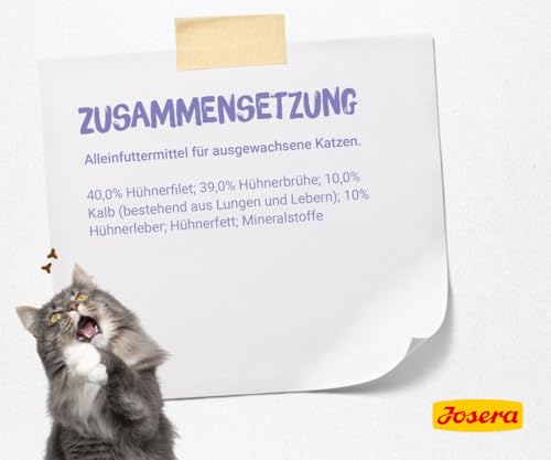 JOSERA Filet Huhn mit Kalb (16 x 70 g) | Adult | Premium Nassfutter für ausgewachsene Katzen | Huhn & Kalb mit 40% Hühnerfilet | getreidefrei | Katzenfutter nass im Frischebeutel | 16er Pack