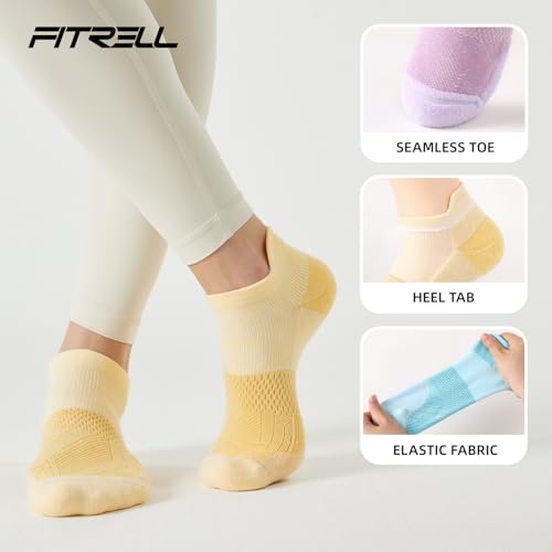 Image of FITRELL 5-6 Pairs Ankle Running Socks for Women Athletic Cushioned Low Cut Tab Sports Socks