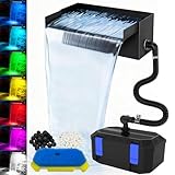 VCRAZE All-in-1 Pond Waterfall Kit with 850GPH Pond Filter Pump, 12-inch Stainless Steel Spillway with LED Lights, 4-Stage Filtration Outdoor Waterfall for Water Feature, Garden, Backyard, Pool