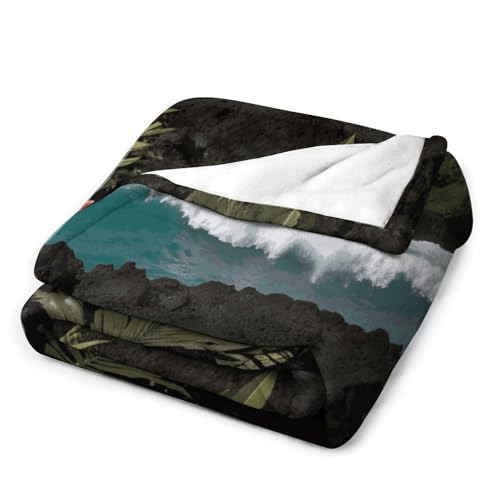 Couverture hawaïenne en flanelle douce 127x152 cm pour canapé
