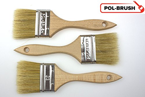 Flachpinsel Lackierpinsel Malerpinsel 3-er Set mit Holzgriff Größe: 63 mm/14 mm – Ansicht 2
