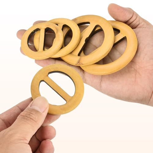 Image of uxcell 4 Pcs T-Shirt Clips, 50mm Wood Scarf Ring Clip Round Tie Circle Clip Buckle Fashion Clothes Corner Knotted Button for Women's Silk Clothing Decoration, Yellow
