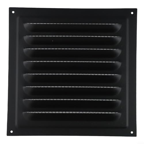 Adecuado para flujo de aire de pared lateral de techo HVAC, rejilla de ventilación de acero inoxidable y pantalla de insectos (1 unidad negra)