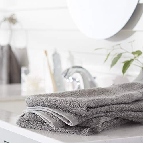 Image of Amazon Basics 6-Piece Fade-Resistant 100% Cotton Hand Towels for Bathroom, Soft Absorbent, 26 x 16 inches, Gray