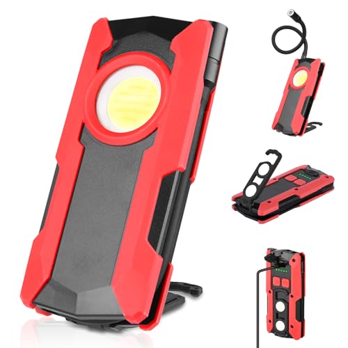 SFFRY Rechargeable LED Work Light with Flexible Gooseneck Flashlight, Magnetic Base and Hanging...