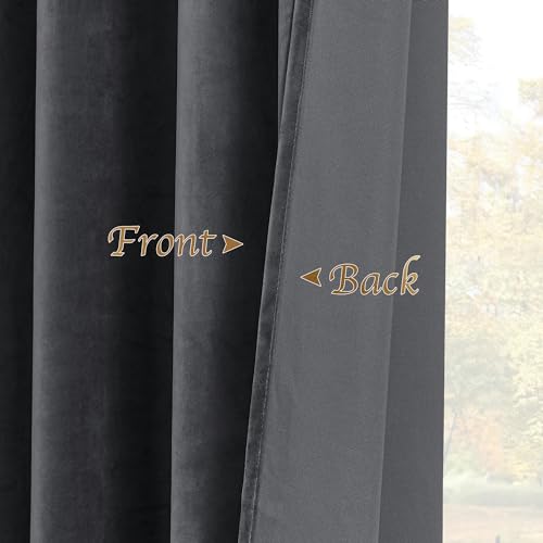 PONY DANCE Grey Velvet Blackout Pencil Pleat Curtains - Image 4