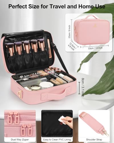 Image of Relavel Travel Makeup Train Case Makeup Cosmetic Case Organizer Portable Artist Storage Bag with Adjustable Dividers for Cosmetics Makeup Brushes Toiletry Jewelry Digital Accessories