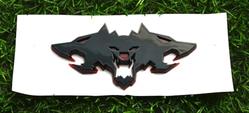 Image of Wolf Pack Emblems 3D Logo Car Badge Side Rear Styling Decal Sticker Compatible with Tesla Cybertruck Cyberbeast Motorcycles (Black Redline)