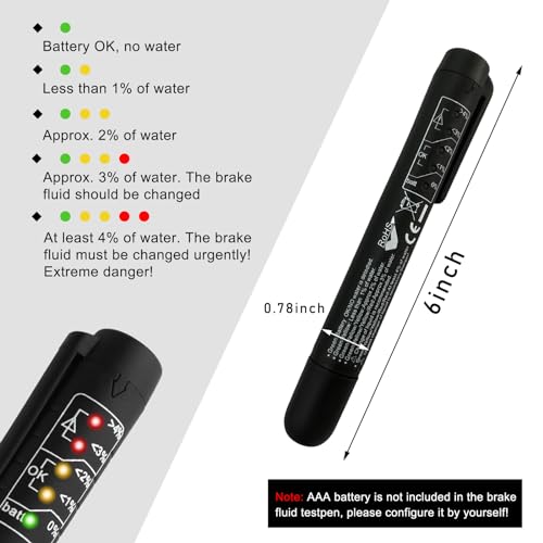 Image of Brake Fluid Liquid Tester Pen, DOT 3 DOT 4 DOT 5.1 Brake Diagnostic Testing Pen Tool, Brake Fluid Liquid Oil Analyzer with 5 LED Indicators, Universal Car Accessories (1 PCS)