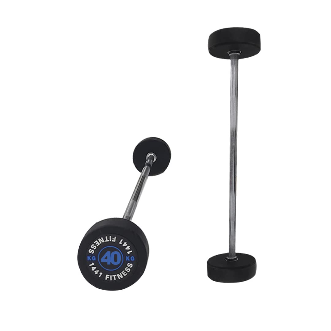 1441 Fitness Straight Steel Barbell Weight Set for Body Pumping and Core Strength Training, Multiple Exercise Workout Home Gym Professional Equipment, 40kg