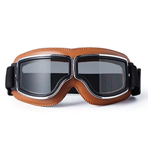 [Wayocfei] バイク ゴーグル オートバイゴーグル バイク シールド ゴーグル 保護メガネ 登山 柔軟 広い視野 UVカット/防風/防塵/耐衝撃/曇り止 メガネ対応 サングラス ヘルメット対応 アウトドア スポーツ 男女兼用 (ブラウンフレーム+グレーレンズ2-2)の商品画像（Amazon）