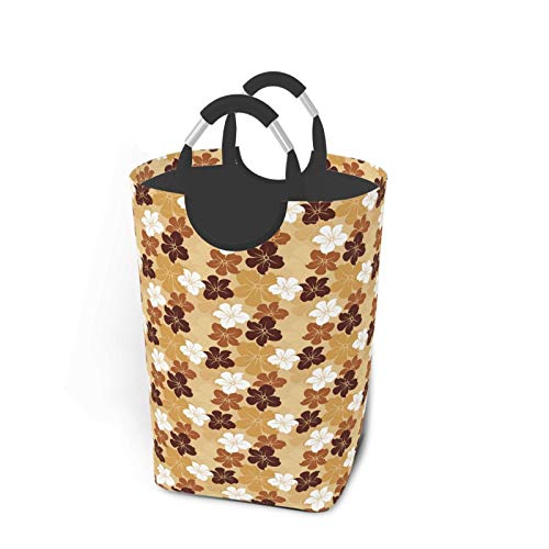 Wäschesack,Beige Hibiskus Blumen Motive drucken,Großer faltbarer Wäschekorb,zusammenklappbarer Wäschekorb,zusammenklappbarer