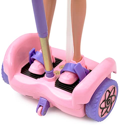 Click N' Play Scooter Set For 12" Dolls, Remote Control Pink Hoverboard With Helmet & Kneepad Accessories, Compatable With Barbies And Ken Dolls, Gifts For Girls Ages 3+, Girl Toys #TOP4