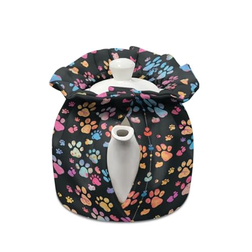 Image of Dog Paw Prints Teapot Cover Keep Warm Teapot Cover Insulated Kettle Cover for Home Kitchen Decor Tea Cozies for Hotel Restaurant Tea Party