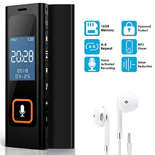 Digital Voice Recorder 16GB,Portable Voice Activated Recorder for Lectures/Meetings/Class,1536kbps HQ Audio Recorder from