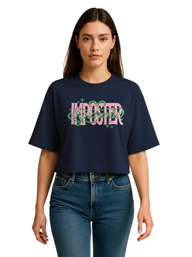 Image of HELLCAT Beige Printed Loose Fit Crew-Neck Crop T-Shirt for Women