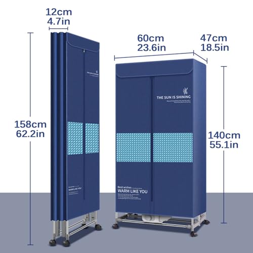 Draagbare Droger, Huishoudelijke Elektrische Wasdrogermachine, Opvouwbare Verwarmde Wasdroger, Grote Capaciteit 15 Kg (Color : 1500W, Size : 140cm/55in) - Image 3