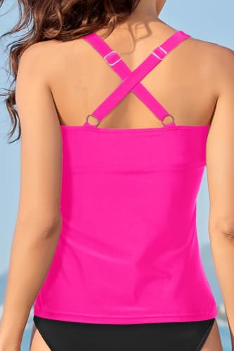 Image of Women Underwire Tankini Top Only - Twist Front V Neck Bathing Suit Swim Top Tummy Control Cross Swimsuit 2026
