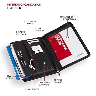 Wenger Concept Zippered Padfolio, Padded Document Organizer, Black