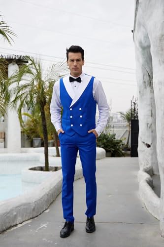 Sxfashbrd Men‘s Suits Slim Fit 3 Piece Vest Pants Set Blazer Jacket Groomsmen One Button Tuxedo Men Jacket for Wedding3