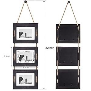 Dlquarts 5×7 hanging picture frames collage wall decor 3 opening photo frames set 35×5 with mat or 5×7 without mat rustic solid wood photo frame pack of 2 weathered black  urban country home decor