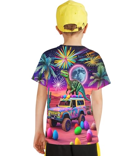 Image of Linnhoy Kids 3D Print Fashion Graphic T-Shirts for Boys Girls 6-16 Years | Unisex Colorful Short Sleeve, Crewneck, Breathable Fabric, Suitable for Daily Sport Festival Wear