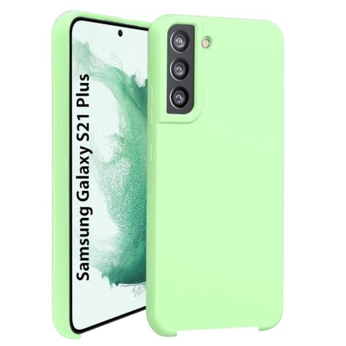 Image of LIRAMARK Liquid Silicone Soft Back Cover Case for Samsung Galaxy S21 Plus (Mint Green)
