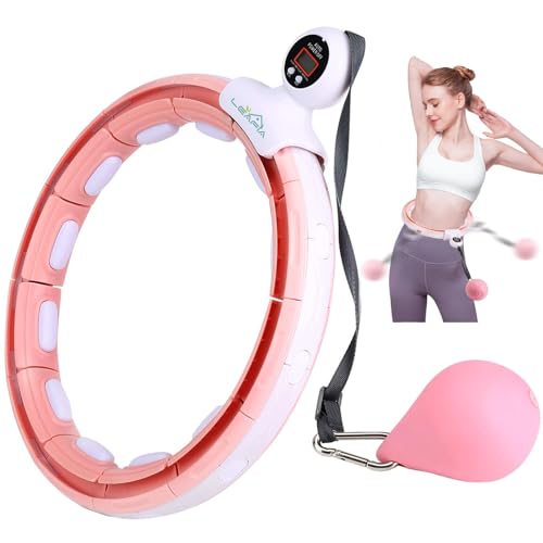 LEAFIA Smart Fitness Hoop Reifen, Ruhig Hula Hoop mit Smart Zähler, Magnetscheiben und 16 Abnehmbaren Einstellbar Bewegliche Reifens, geeignet für Kinder Erwachsene Anfänger zum Abnehmen und Fitness