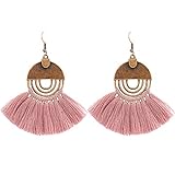 Flairs New York Tassel Drop Dangle Earrings Set (Dusty Pink Tassel, Pack of 1 Pair)
