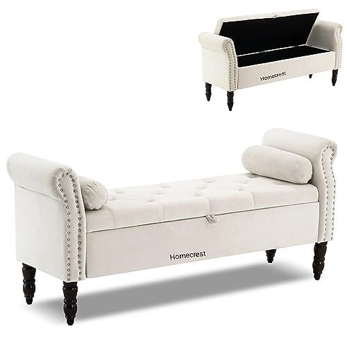 Image of Cleobury Storage Couch Bench Ottoman Bench 2 Seater Sofa Settee for livingroom badroom Office (Beige)