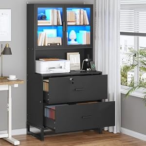 SEDETA 2 Drawer File Cabinet with Lock & Charging Station, Filing Cabinet Fits Letter, Legal, A4 Size, Wood File Cabinets for Home Office with Bookshelf, Printer Stand with Storage Shelf, Black SEDETA 2 Drawer File Cabinet with Lock Charging Station Filing Cabinet Fits Letter Legal A4 Size Wood File Cabinets for Home Office with Bookshelf Printer Stand with Storage Shelf Black
