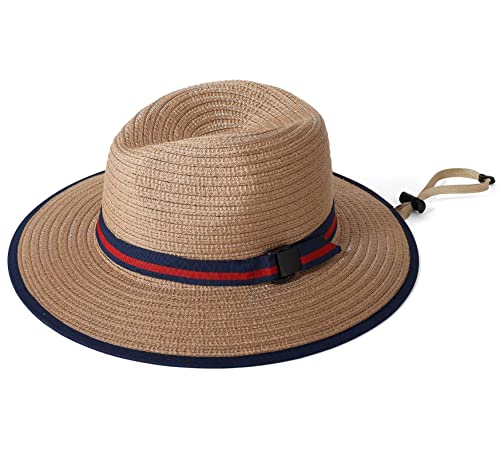 Connectyle Little Boys Fedora Sun Hat Kids Wide Brim Panama Hat Summer Beach Hat3