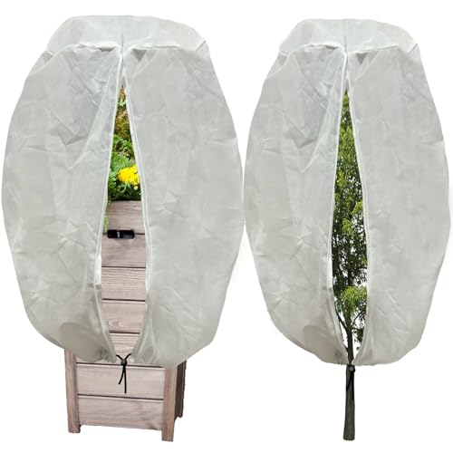 EAVNCLG Set di 2 coperture per mobili antigelo invernali, 50 cm di diametro x 80 cm di altezza, 2 pezzi per piante in vaso, colonna, fioriere