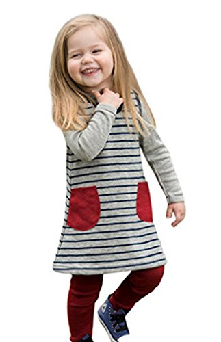 EcoAble Apparel Little Girls Jumper Dress Tunic, 100% Organic Merino Wool, Sizes 3 Months â€“ 6 Years (EU 86-92/1-2 Years, Grey Navy Red)