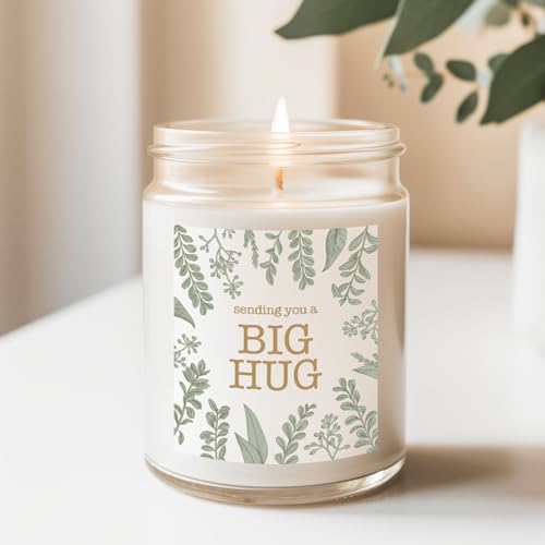 Image of ThreeKin Scented Candles for Home, Sending You a Big Hug, Relaxing Aromatherapy Gifts for Women with Lavender Essential Oils, Natural Soy Wax Blend, Long 65-Hour Burn, Gifts for Mom, Friends, 9 Oz