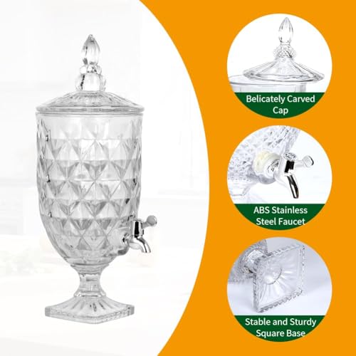 Image of 4.5 Liter Glass Beverage Dispenser with Tap,Ice Drink Dispensers Perfect for Water, Juice,Beer, Cocktails, and More Detox Drinks Home & Restaurants Kitchen,Bars,Party