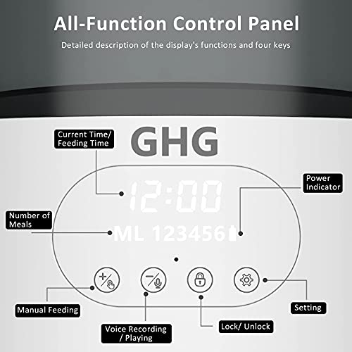 Ghg Automatic Cat Feeder, 4L Auto Pet Food Dispenser With Stainless Steel Bowl, Desiccant Bag, Programmable Portion Timed Control 1-6 Meals Per Day, 10S Voice Recorder For Small Medium Cats And Dogs #TOP3