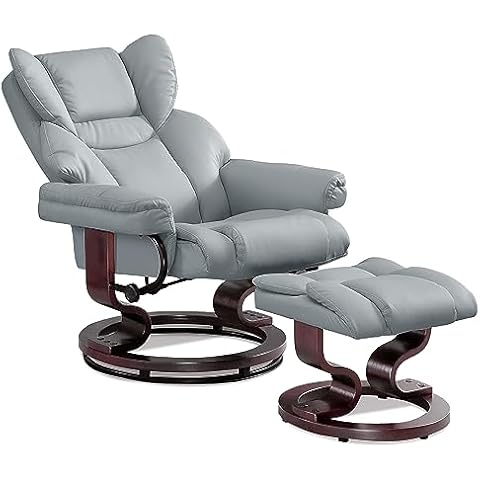 Grey Recliner Chair with Footstool Cover